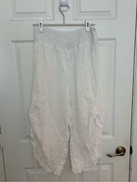 Match point Pants - White Lightweight Elastic Waist Linen Pants
